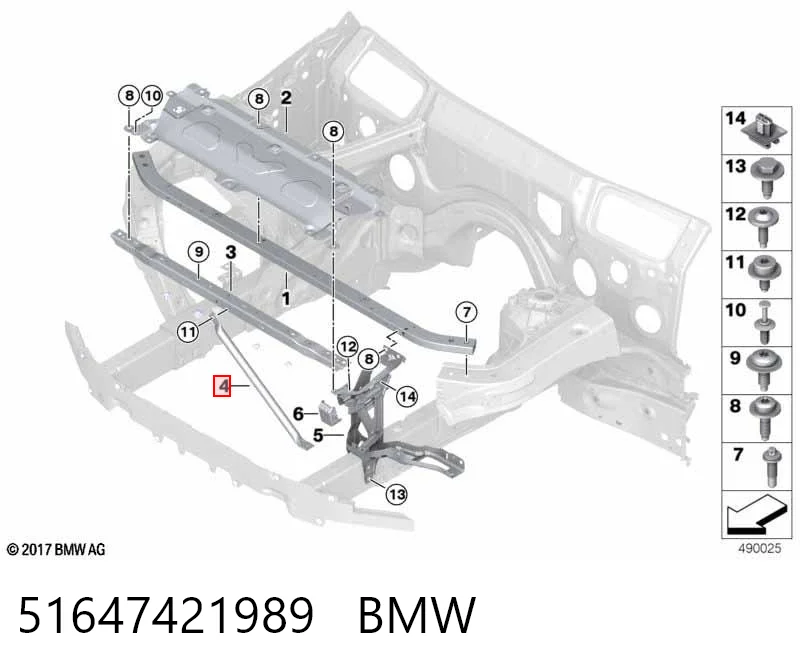 51647421989 BMW Reforçador do pára-choque dianteiro