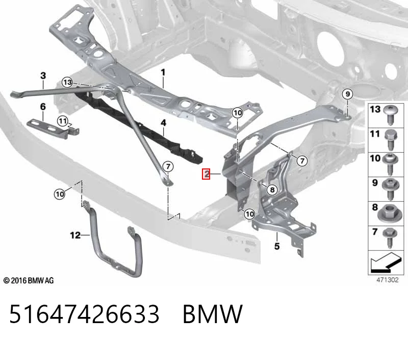 51647426633 BMW Consola (adaptador) de fixação da luz dianteira esquerda