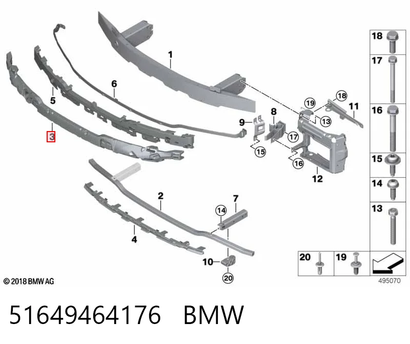 51649464176 BMW Absorvedor (enchido) do pára-choque dianteiro