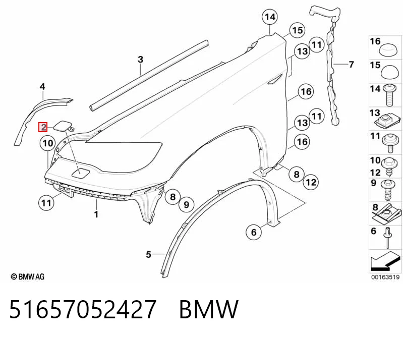 51657052427 BMW Placa sobreposta do injetor de fluido para lavador da luz dianteira
