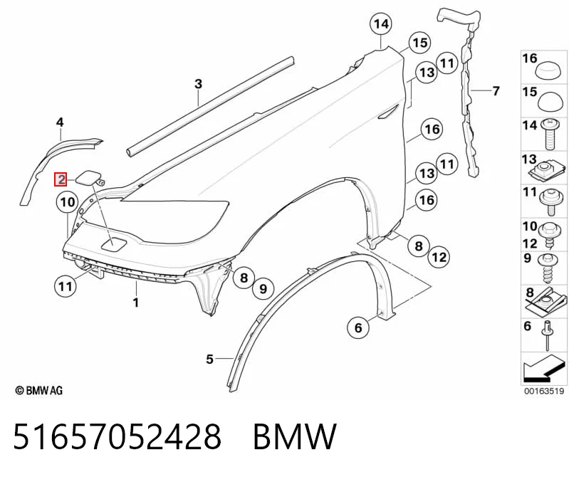 51657052428 BMW Placa sobreposta do injetor de fluido para lavador da luz dianteira