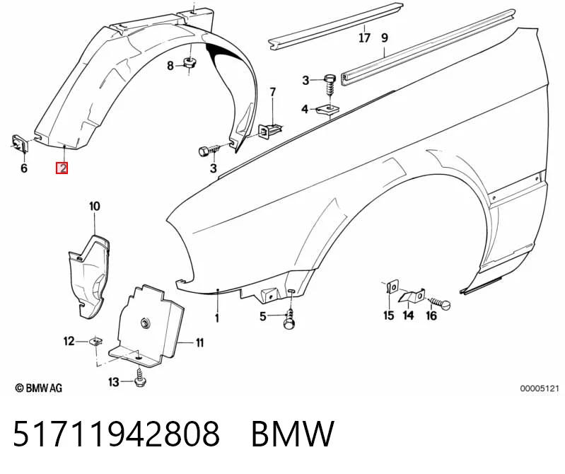 Guarda-barras direito do pára-lama dianteiro BMW 3  E30 ao melhor preço