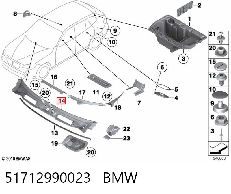 51712990023 BMW Grelha de limpadores de pára-brisa