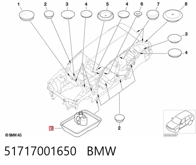 51717001650 BMW Coxim do macaco inferior (suporte de plataforma elevatória)
