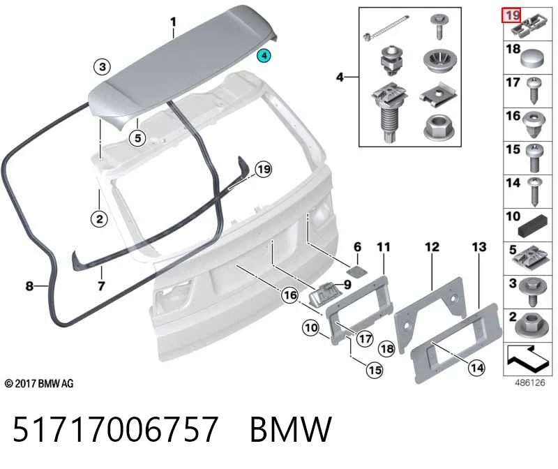 51717006757 BMW Braçadeira de compactador da porta
