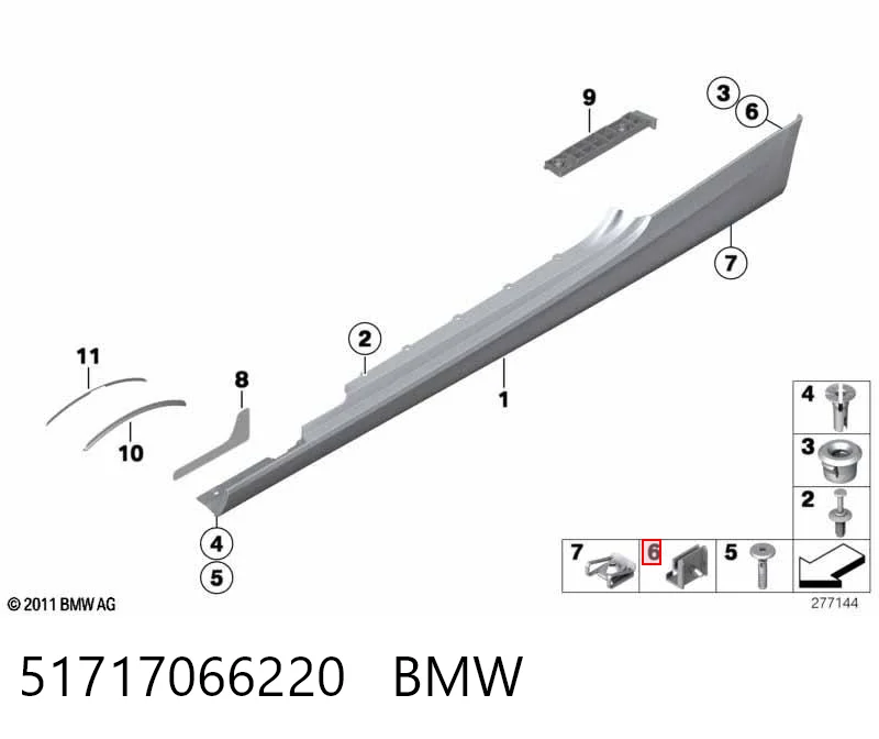 51717066220 BMW Cápsula (prendedor) de fixação do forro do pára-choque do pára-lama dianteiro