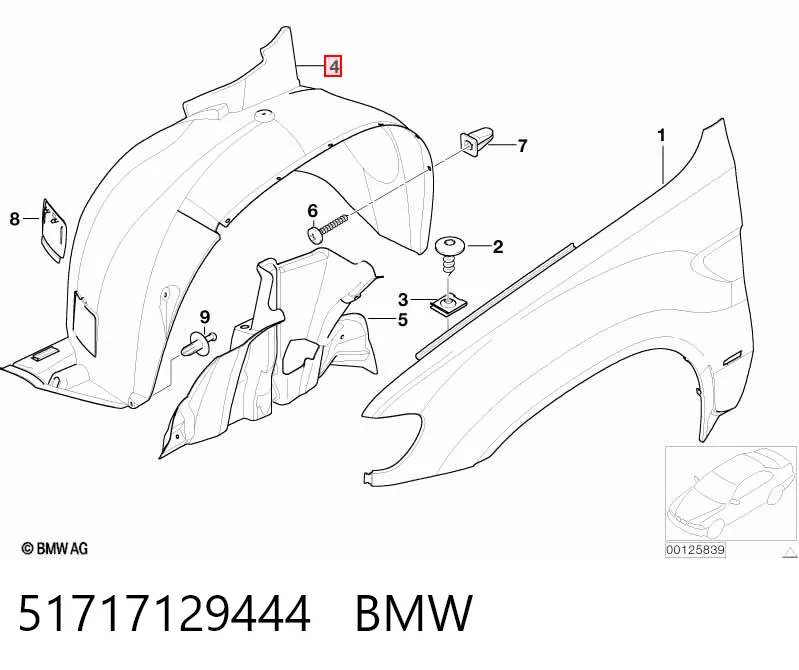 Guarda-barras direito do pára-lama dianteiro para BMW X5  E53