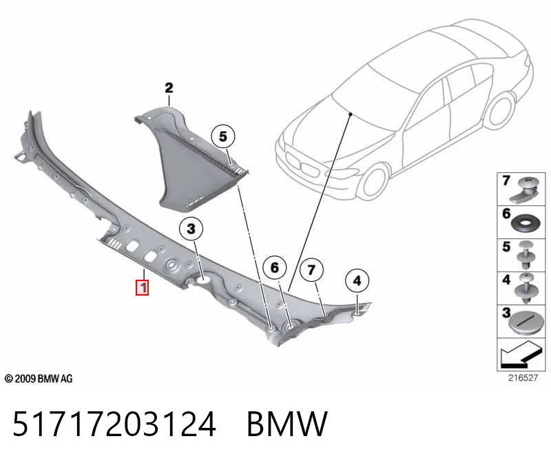 51717203124 BMW Grelha de limpadores de pára-brisa