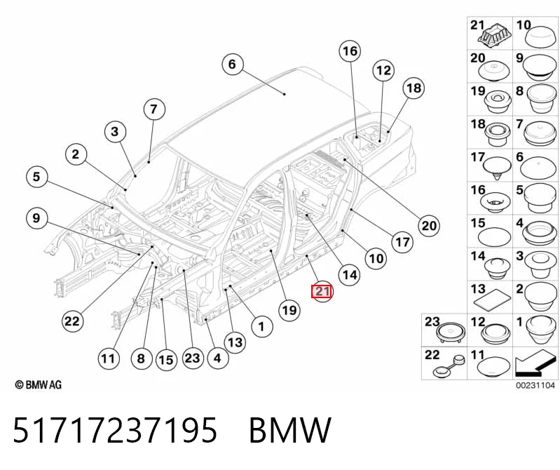 51717237195 BMW Coxim do macaco inferior (suporte de plataforma elevatória)
