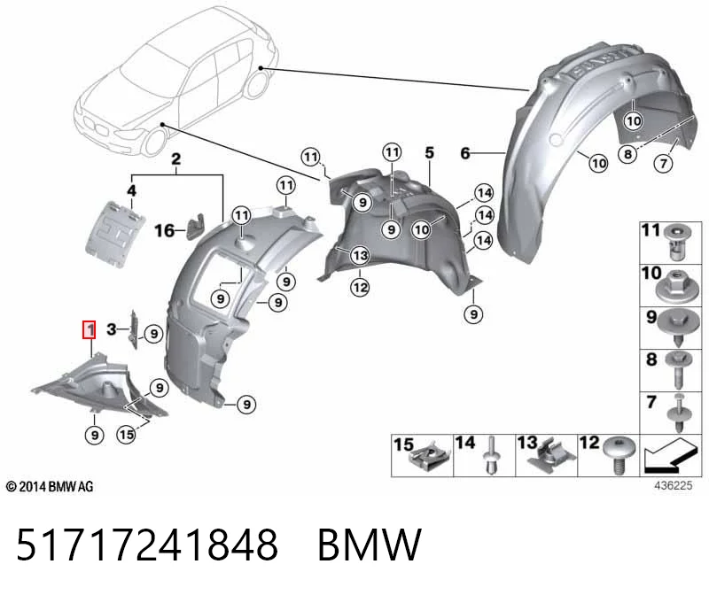 51717241848 BMW Proteção direita do pára-choque dianteiro