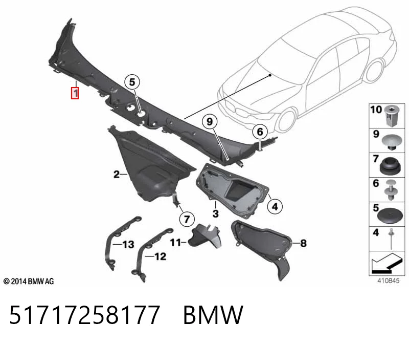 51717258177 BMW Grelha de limpadores de pára-brisa
