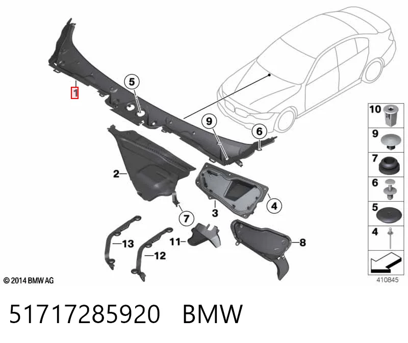 51717285920 BMW Grelha de limpadores de pára-brisa