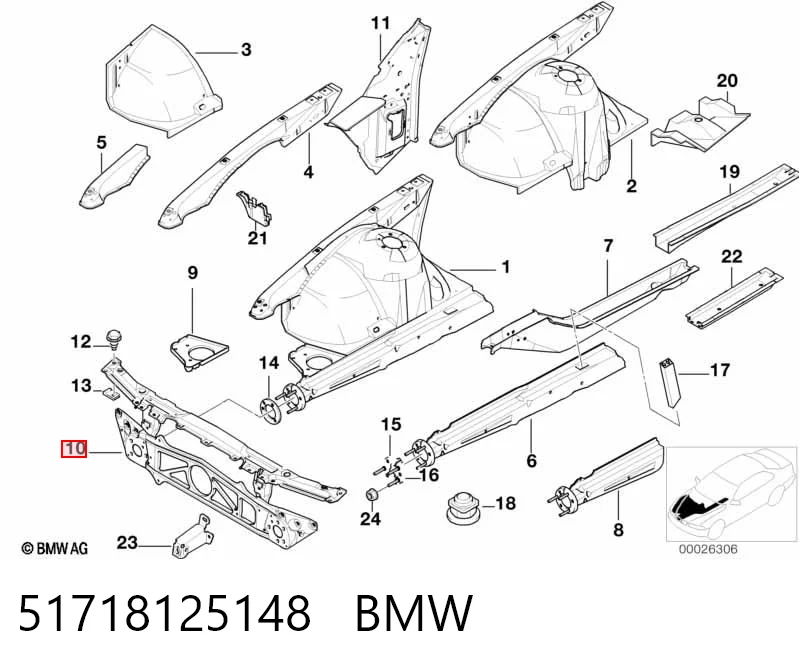 Suporte do radiador montado (painel de montagem de fixação das luzes) BMW 7  E38 ao melhor preço