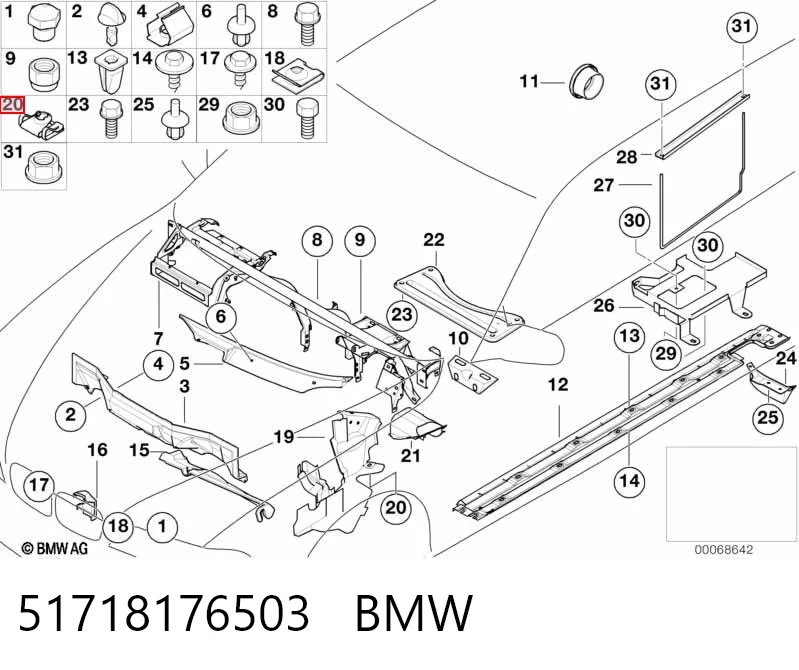 51718176503 BMW Porca cativa para parafuso auto-roscante