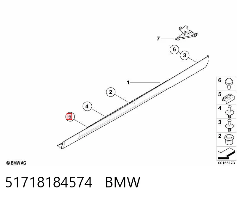 51718184574 BMW Cápsula (prendedor) de fixação de placas sobrepostas do acesso