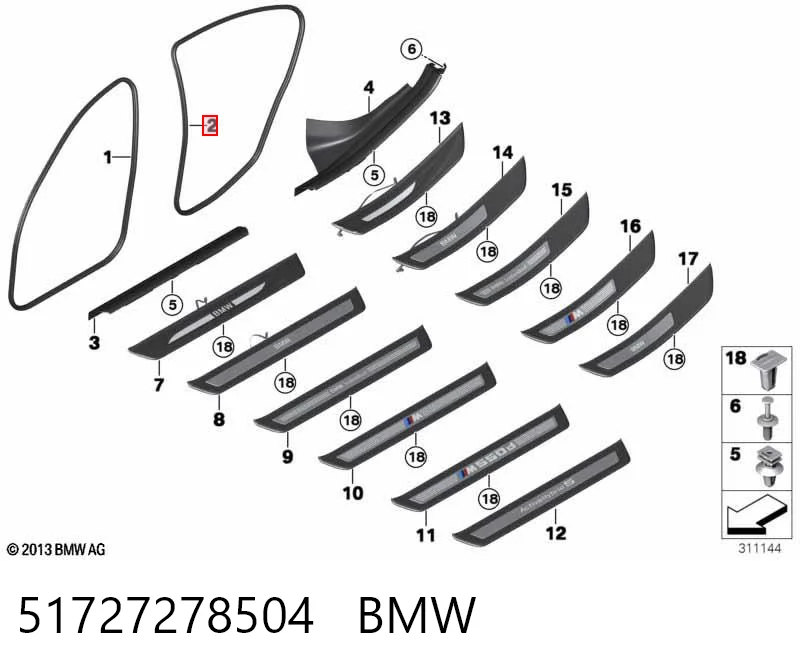 51727278504 BMW Compactador da porta traseira (na carroçaria)
