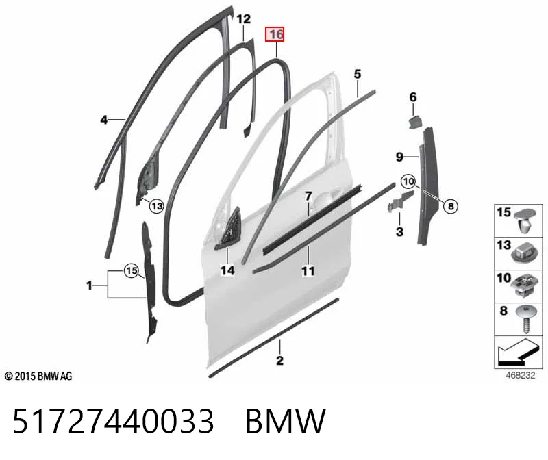 51727440033 BMW Compactador da porta dianteira (na porta)