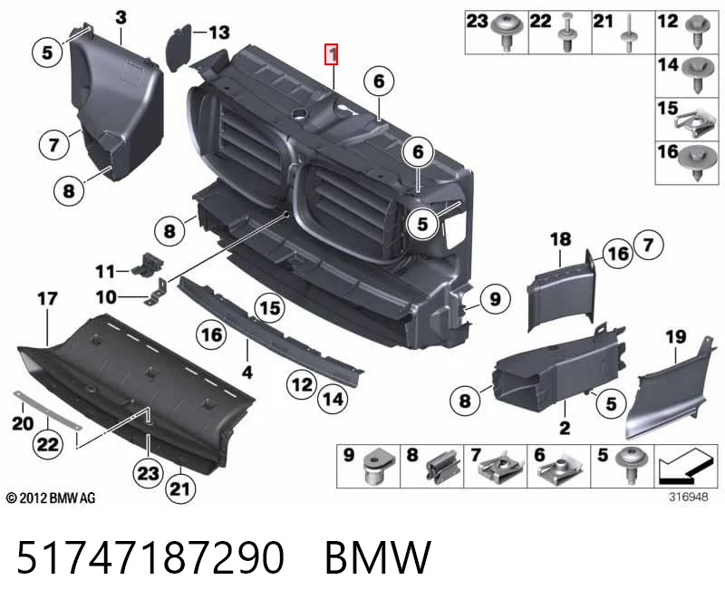 Grelha do radiador para BMW 7  F01, F02, F03, F04