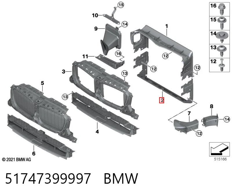 51747399997 BMW Conduto de ar (defletor) inferior do radiador