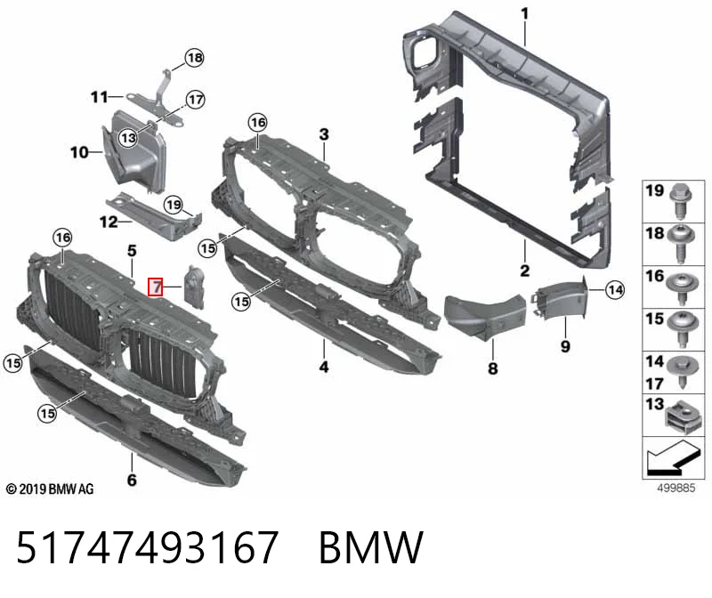 51747493167 BMW Perciana do radiador de esfriamento