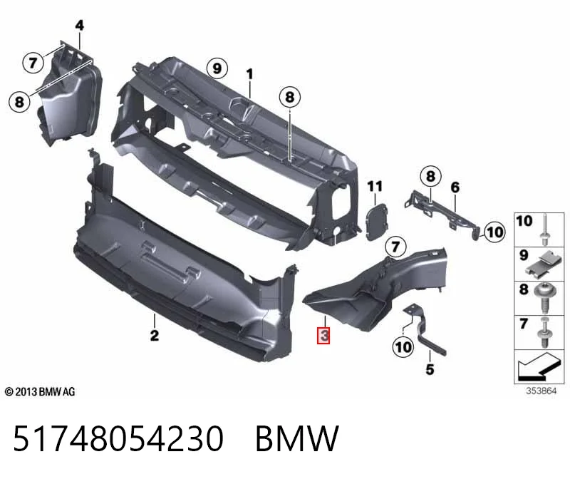51748054230 BMW Conduto de ar do freio de disco direito