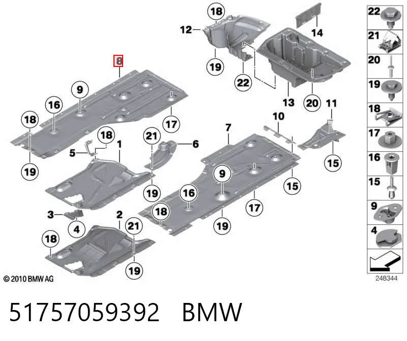 51757059392 BMW Proteção de fundo direita