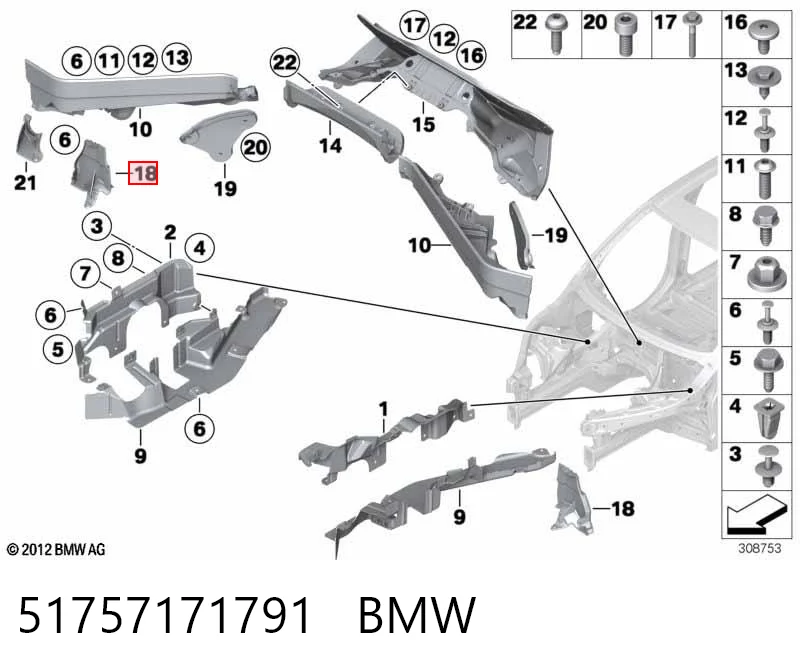 51757171791 BMW Proteção de motor esquerdo