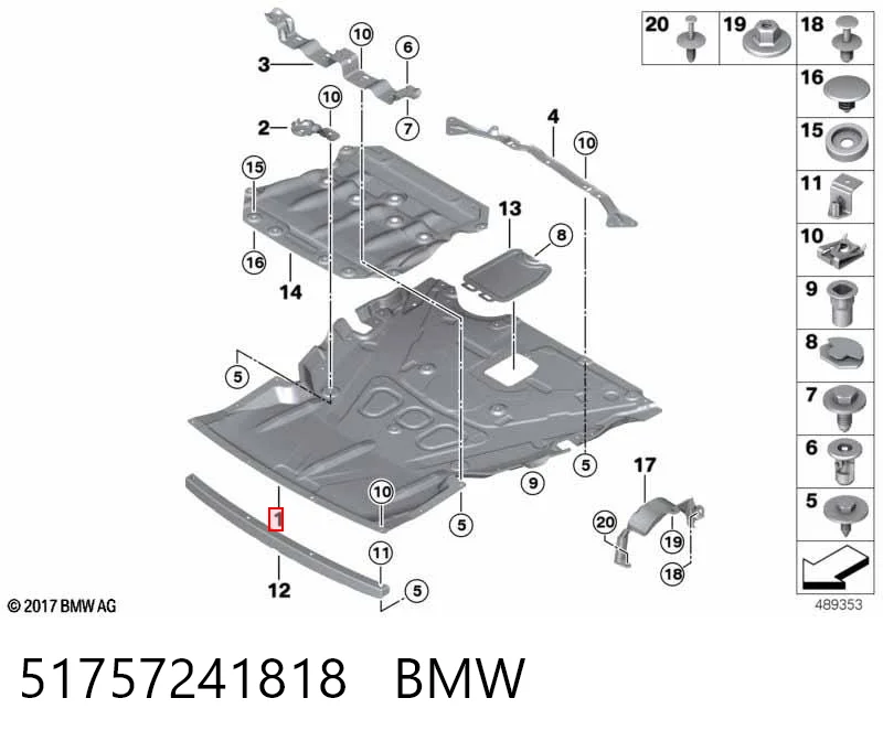 51757241818 BMW Proteção de motor, de panela (da seção de motor)