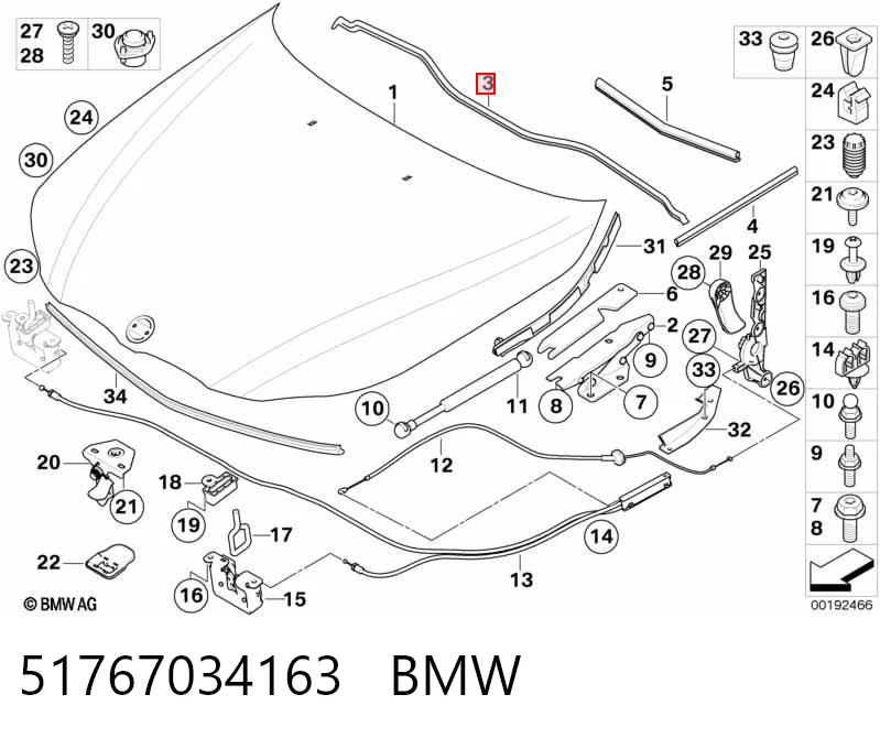 51767034163 BMW Vedação da capota