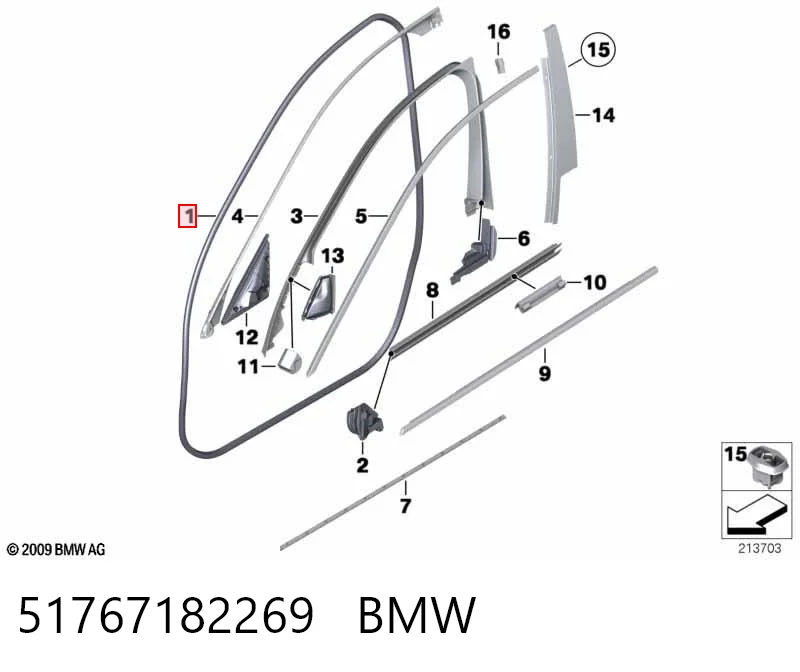 51767182269 BMW Compactador da porta dianteira (na porta)