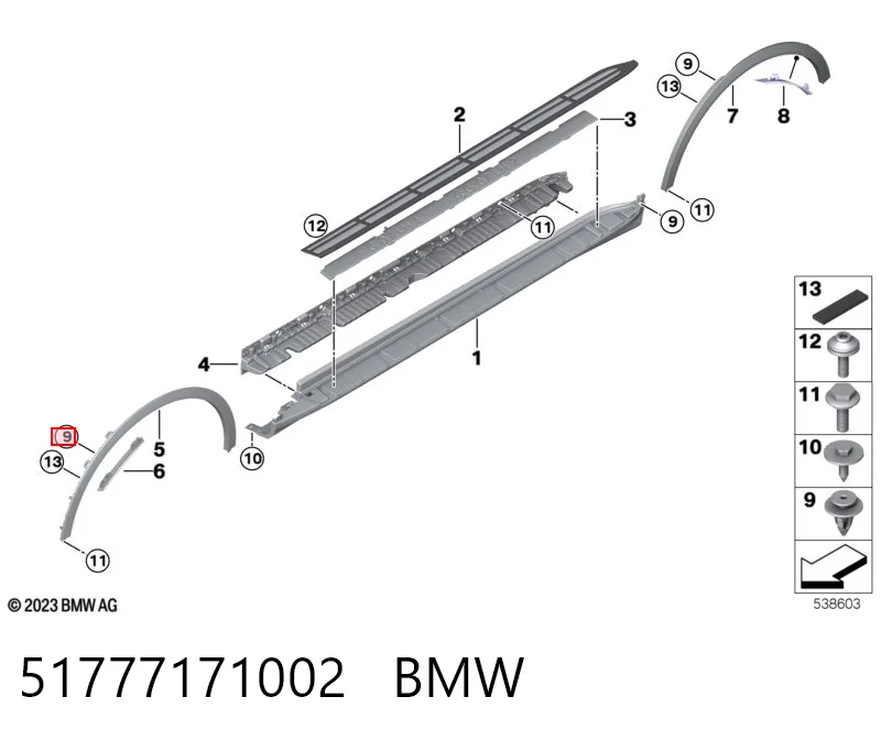51777171002 BMW Cápsula (prendedor) de fixação do forro do pára-choque do pára-lama dianteiro