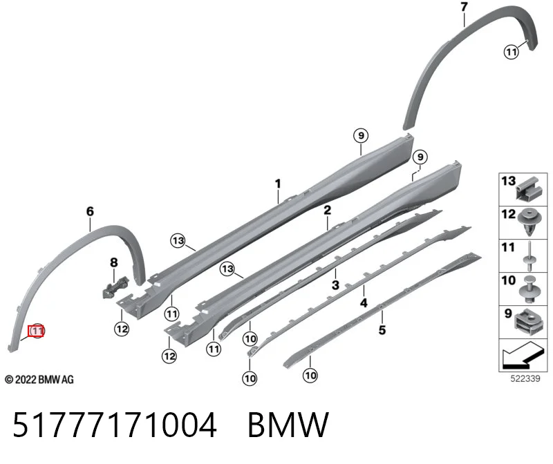 51777171004 BMW Cápsula (prendedor) de fixação do forro do pára-choque do pára-lama dianteiro