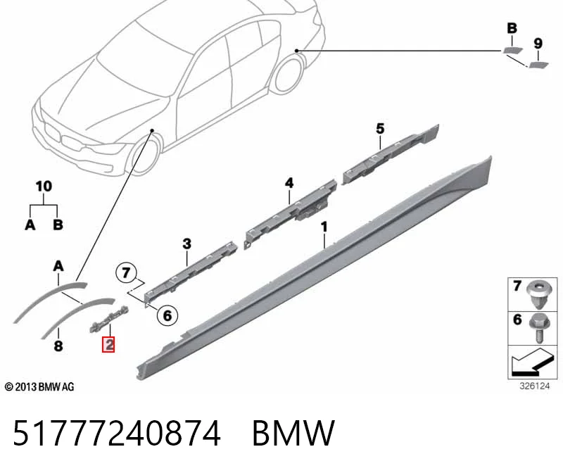 51777240874 BMW Consola direita de placa sobreposta externa de acesso