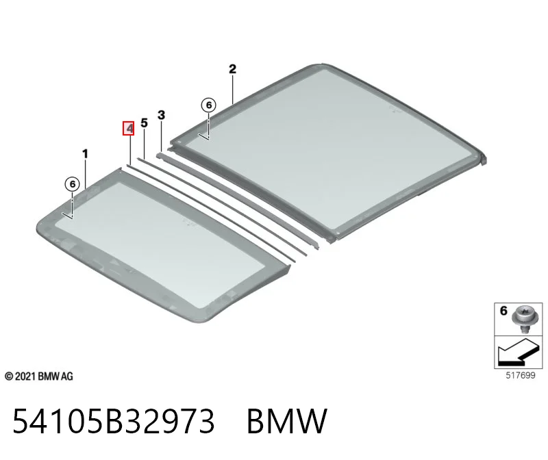 54105B32973 BMW Vedação de alcapão do teto