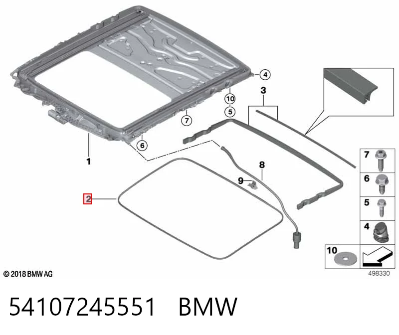 54107245551 BMW Vedação de alcapão do teto