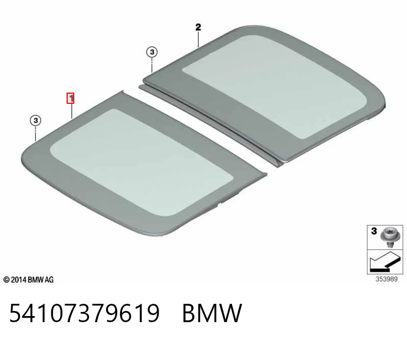 54107379619 BMW Tampa do painel do teto frontal