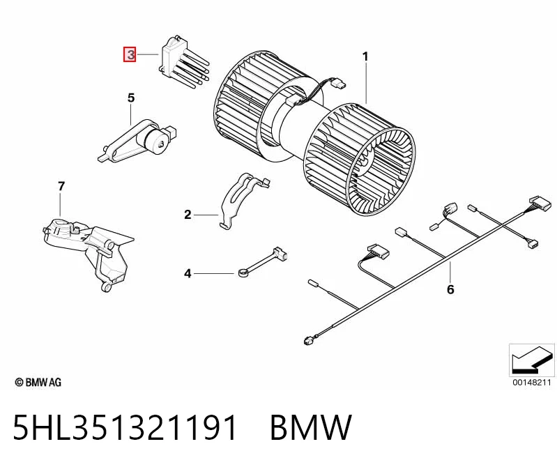 5HL351321191 BMW Resistor (resistência) de ventilador de forno (de aquecedor de salão)