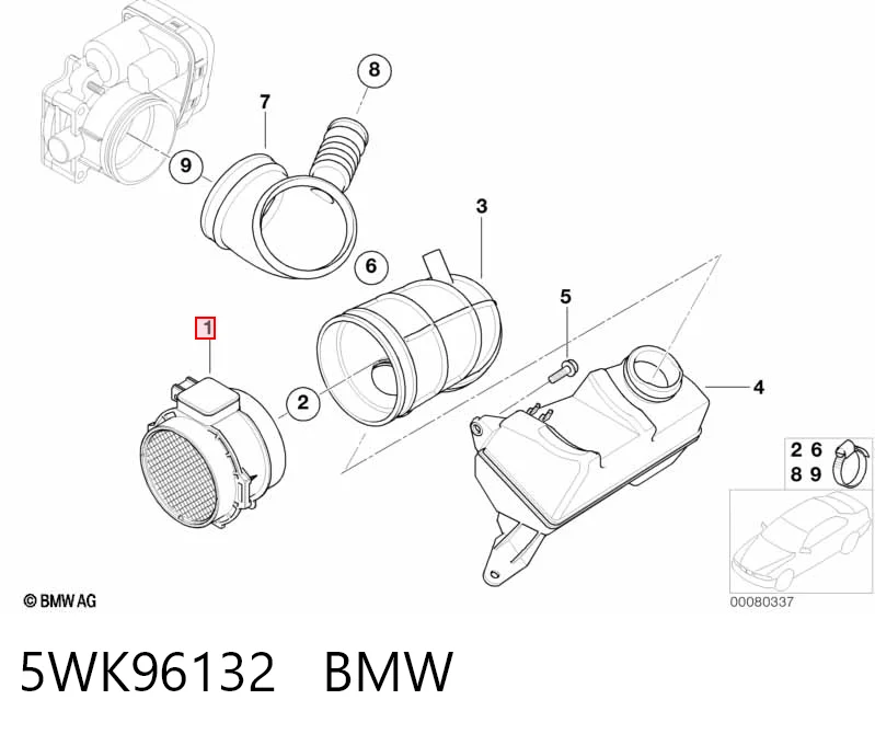 5WK96132 BMW Sensor de fluxo (consumo) de ar, medidor de consumo M.A.F. - (Mass Airflow)