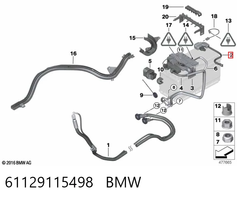 61129115498 BMW Cabo de terra de bateria recarregável (PILHA)