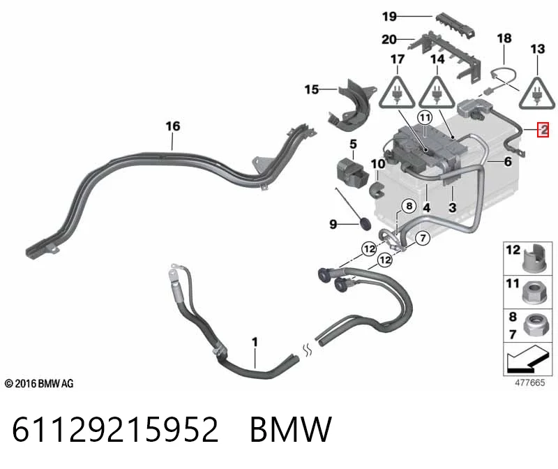 61129215952 BMW Cabo de terra de bateria recarregável (PILHA)