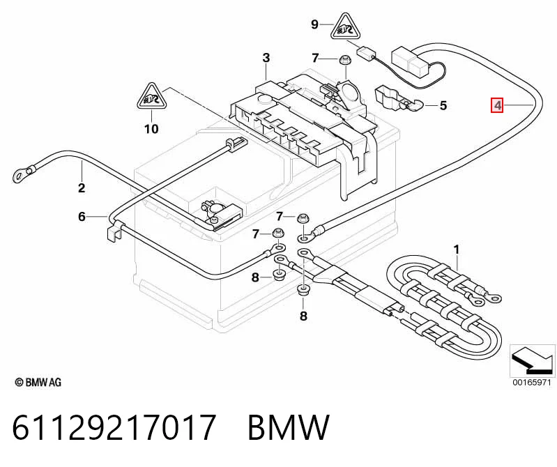 61129217017 BMW Cabo de borne positivo de bateria recarregável (PILHA)
