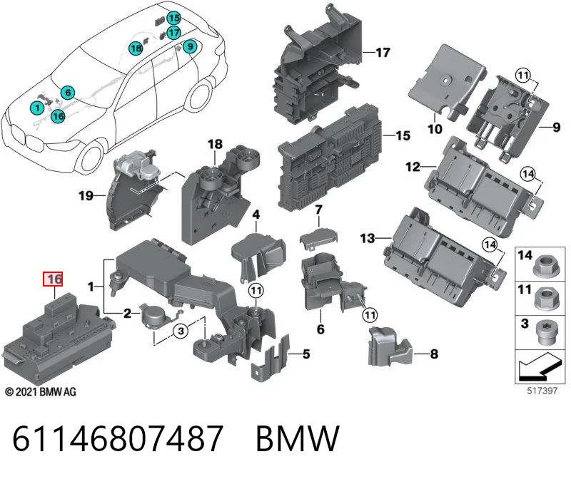 Unidade de dispositivos de segurança para BMW X5  G05, F95