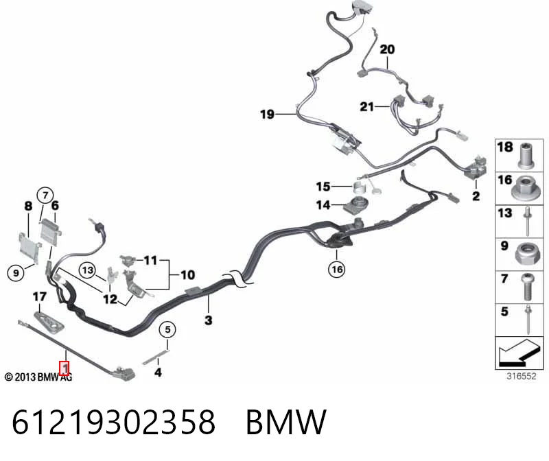61219302358 BMW Cabo de terra de bateria recarregável (PILHA)