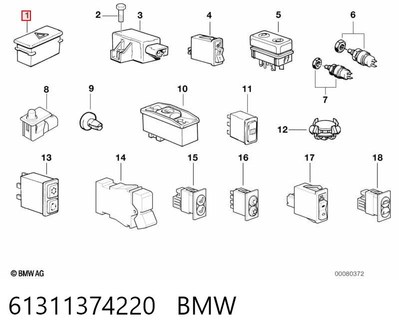61311374220 BMW Botão de ativação do sinal de emergência