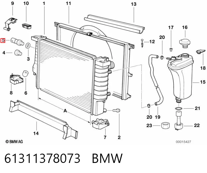 61311378073 BMW Sensor de temperatura do fluido de esfriamento (de ativação de ventilador do radiador)