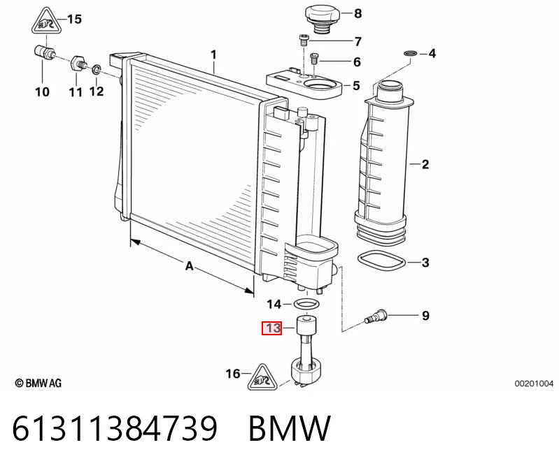 61311384739 BMW Sensor do nível do fluido de esfriamento no radiador