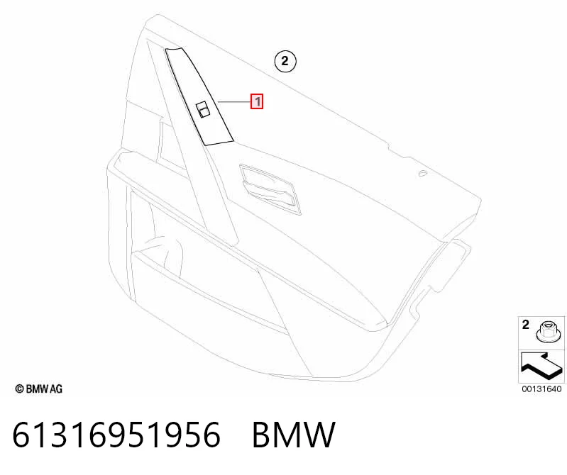 61316951956 BMW Botão dianteiro direito de ativação de motor de acionamento de vidro