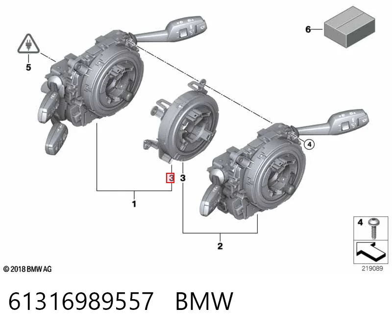 61316989557 BMW Anel AIRBAG de contato, cabo plano do volante