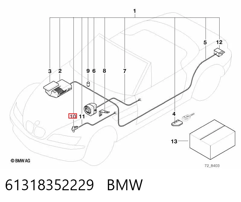 61318352229 BMW Comutador de controlo de alcapão