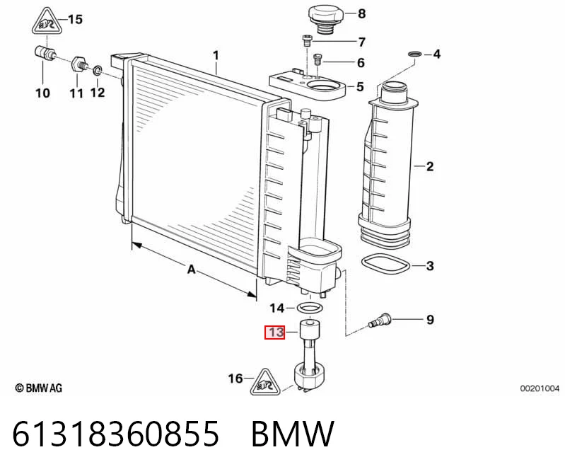 61318360855 BMW Sensor do nível do fluido de esfriamento no radiador